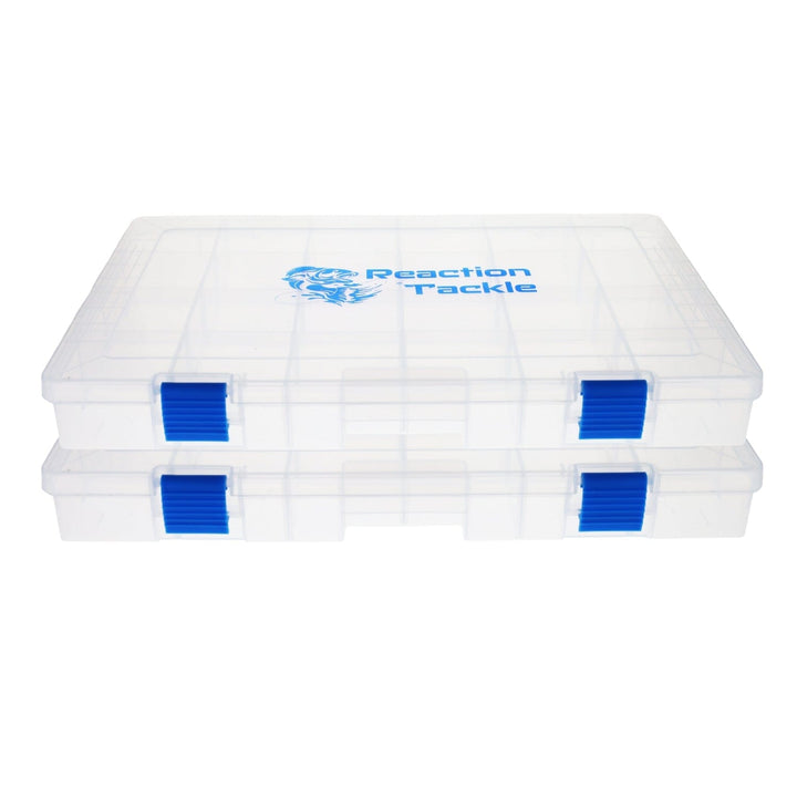 Reaction Tackle Basic Tackle Tray with lightweight design and two secure clips, ideal for organizing fishing tackle gear.