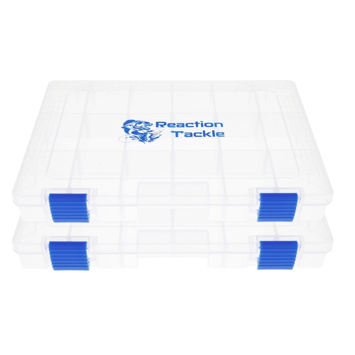 Reaction Tackle Basic Tackle Tray with 2 secure clips, lightweight and affordable fishing tackle storage solution.