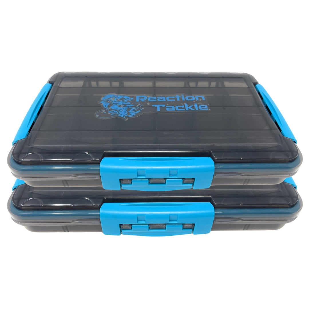 Reaction Tackle Premium Tackle Tray with waterproof design, high performance, and three resilient clips for secure storage.