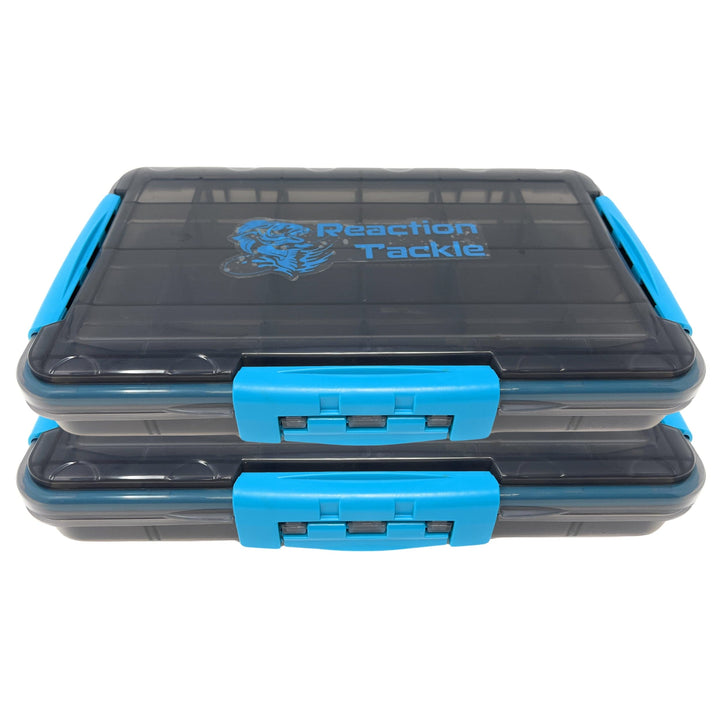 Reaction Tackle Premium Tackle Tray with waterproof design, high performance, and three resilient clips for secure storage.