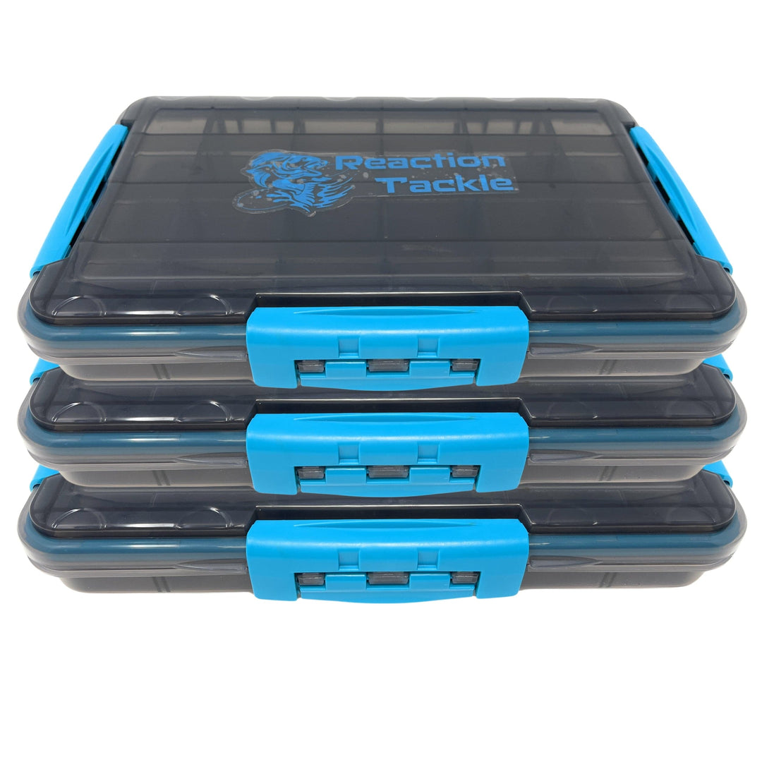 Reaction Tackle Premium Tackle Tray, waterproof, high performance with 3 resilient clips, ideal for organized fishing gear storage.