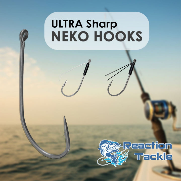 Reaction Tackle Wacky Neko Hooks, 25-pack, standard size, sharp fishing hooks for soft bait fishing techniques.