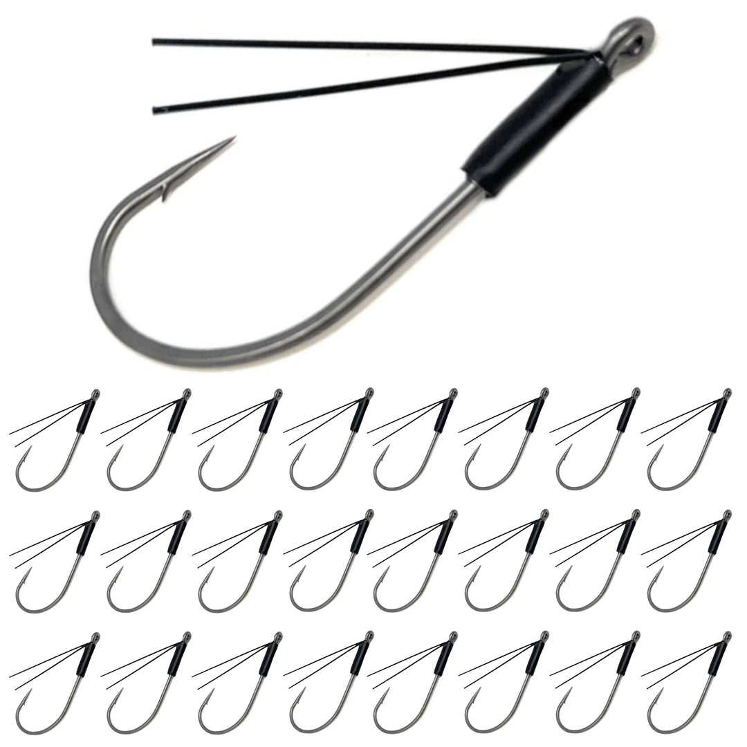 Reaction Tackle Wacky Neko Hooks in a 25-pack, showcasing sharp fishing hooks ideal for soft plastic lure fishing.