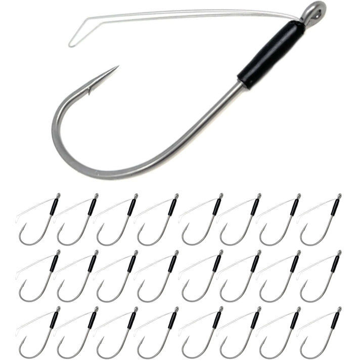 Reaction Tackle Wacky Neko Hooks in a 25-pack, showcasing durable fishing hooks with a sleek design for versatile bait presentation.
