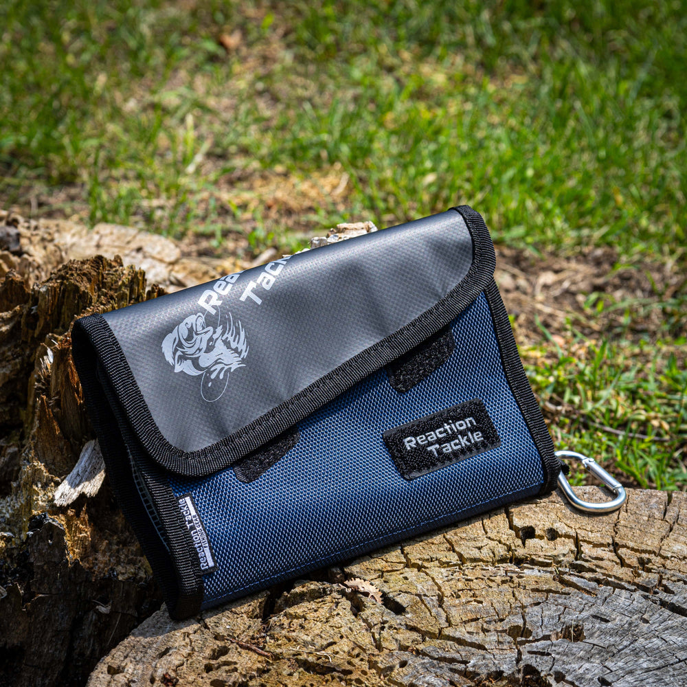 Reaction Tackle Small Bait Binder bag in blue, compact storage for fishing bait and tackle organization.