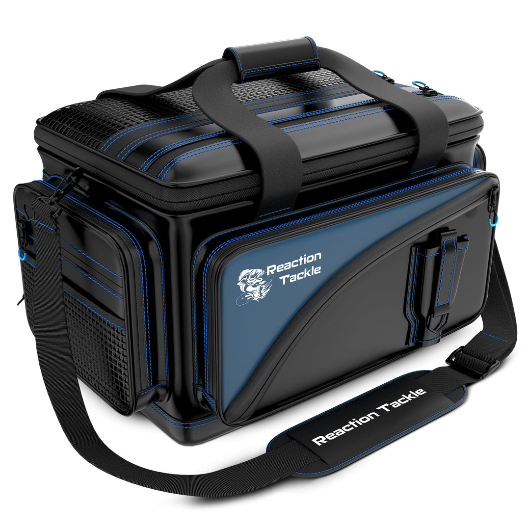 Reaction Tackle fishing tackle bags, small size with multiple compartments, designed for organized fishing gear storage.