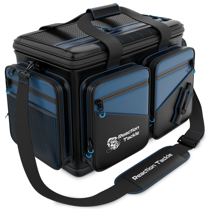 Reaction Tackle fishing tackle bags, small storage bags with multiple compartments, durable and ideal for organizing fishing gear.