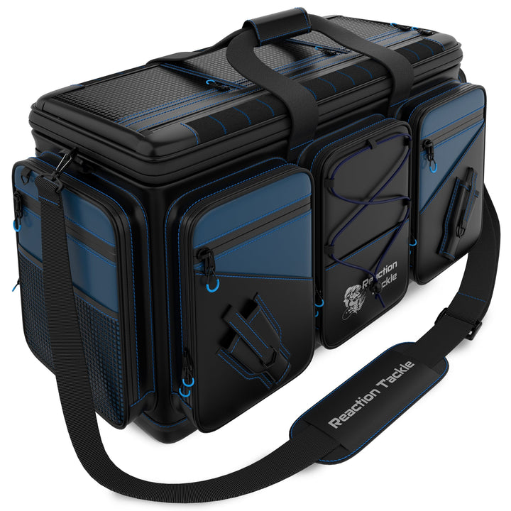 Reaction Tackle fishing tackle bags, small storage bags for fishing gear with multiple compartments and durable zippers.