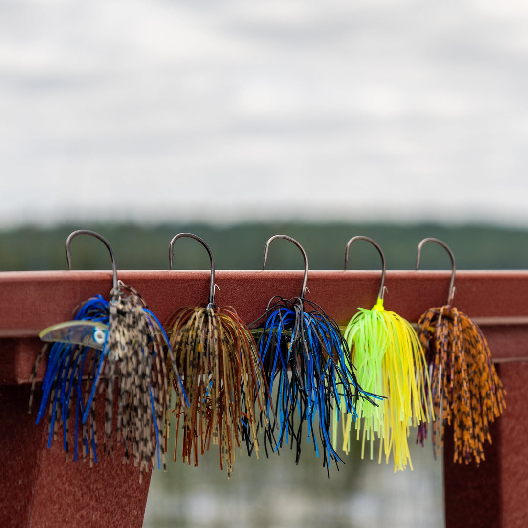 Reaction Tackle Tungsten Scrounger Jigs 2-pack, showing two sleek fishing jigs with weighted heads and hook details.