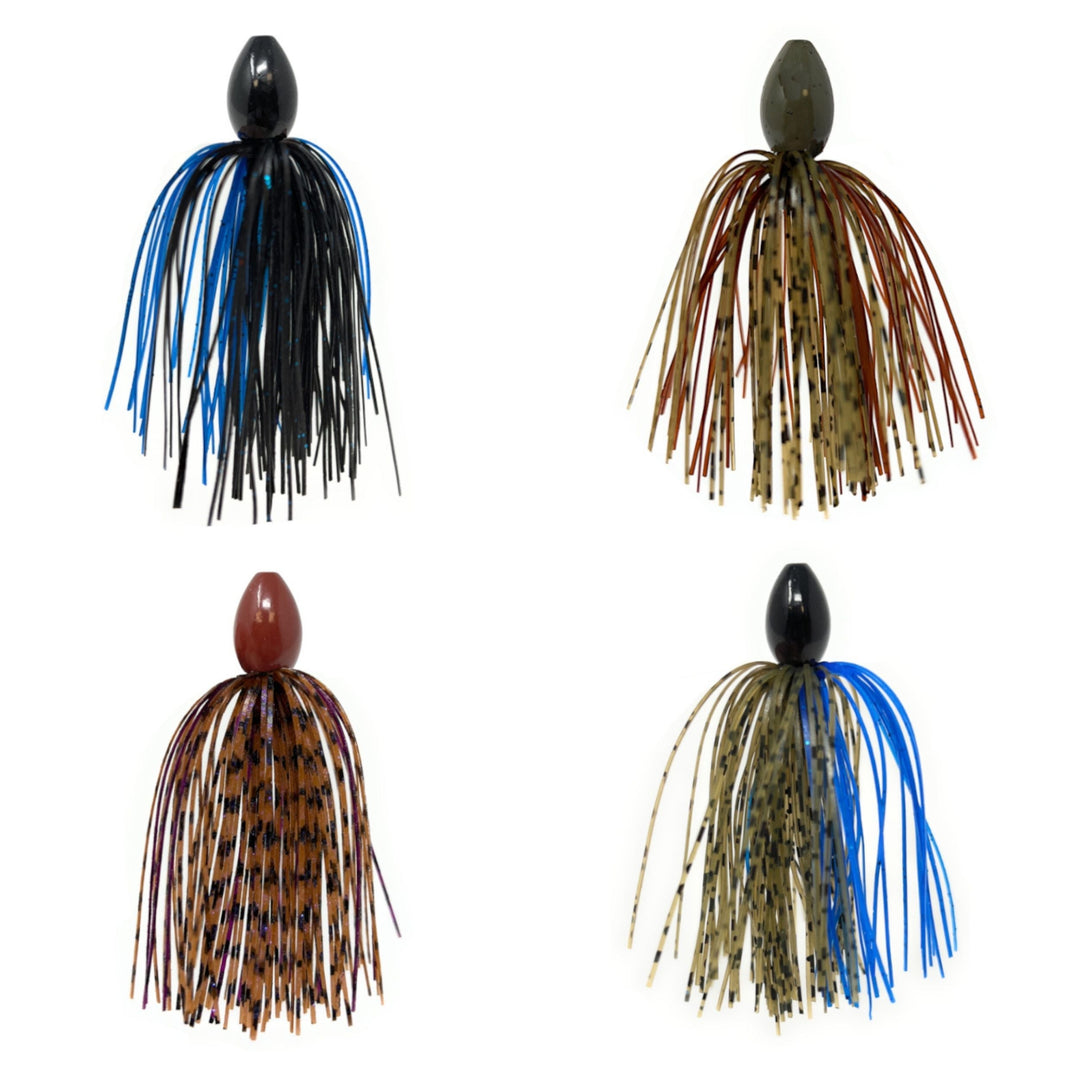 Reaction Tackle tungsten punch rig with skirt, black and blue, 3/8 oz punch weight for fishing, packed in a set of three.