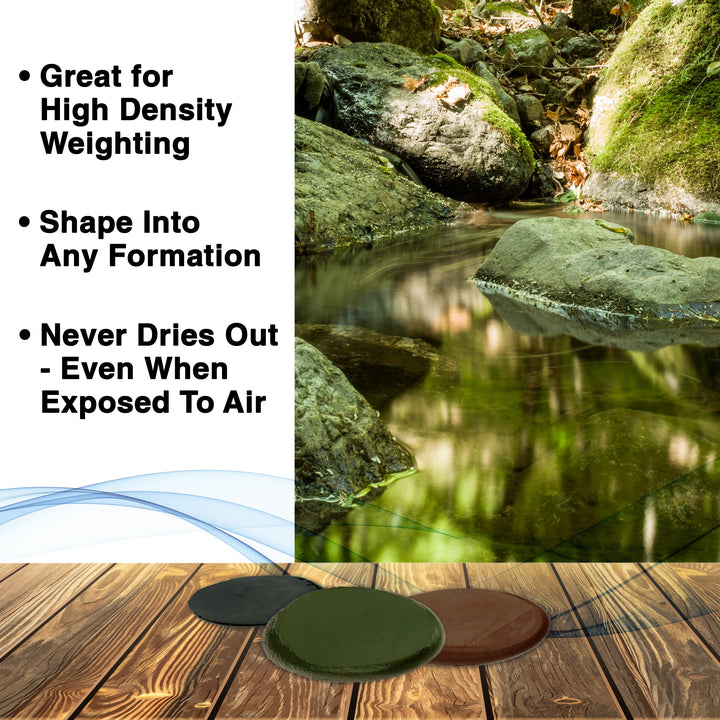 Reaction Tackle Tungsten Putty used for fishing, shown in a close-up image highlighting its texture and application on fishing gear.