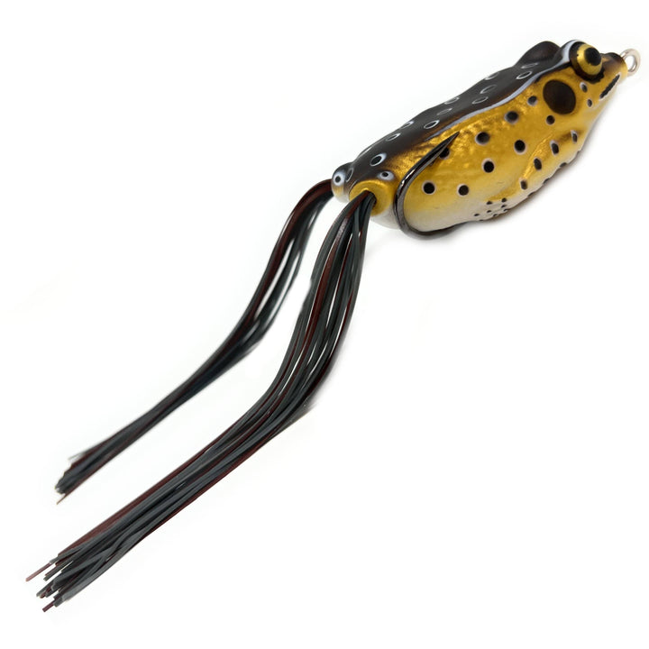 Reaction Tackle 2.5-inch hollow body frogs, 2-pack, designed for fishing; realistic appearance with detailed features.