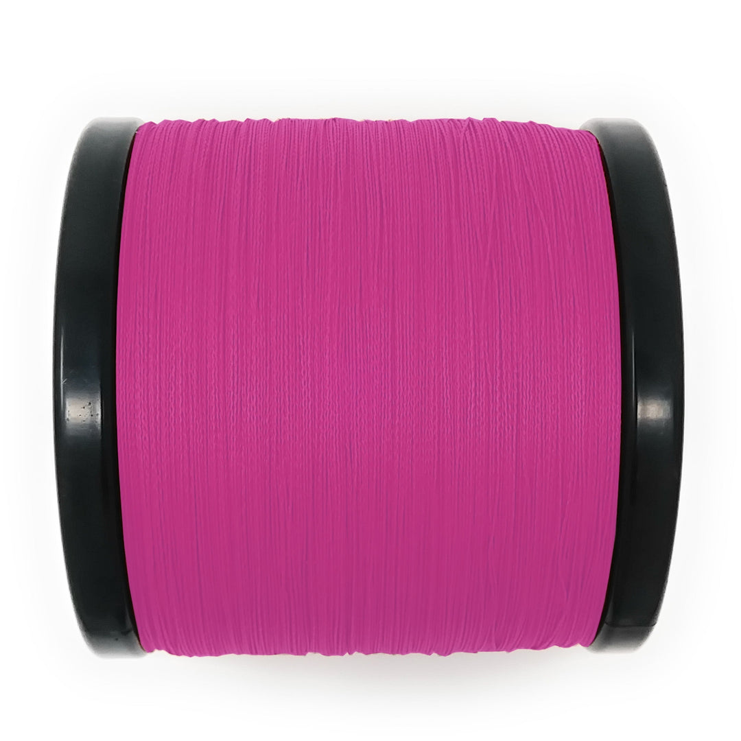 Reaction Tackle braided fishing line in pink, 6lb strength, 150 yards, designed for durable fishing and strong line performance.