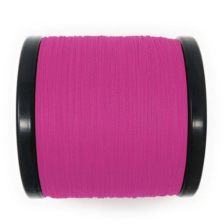 Reaction Tackle braided fishing line in pink, 6lb strength, 150 yards, designed for durable fishing and strong line performance.