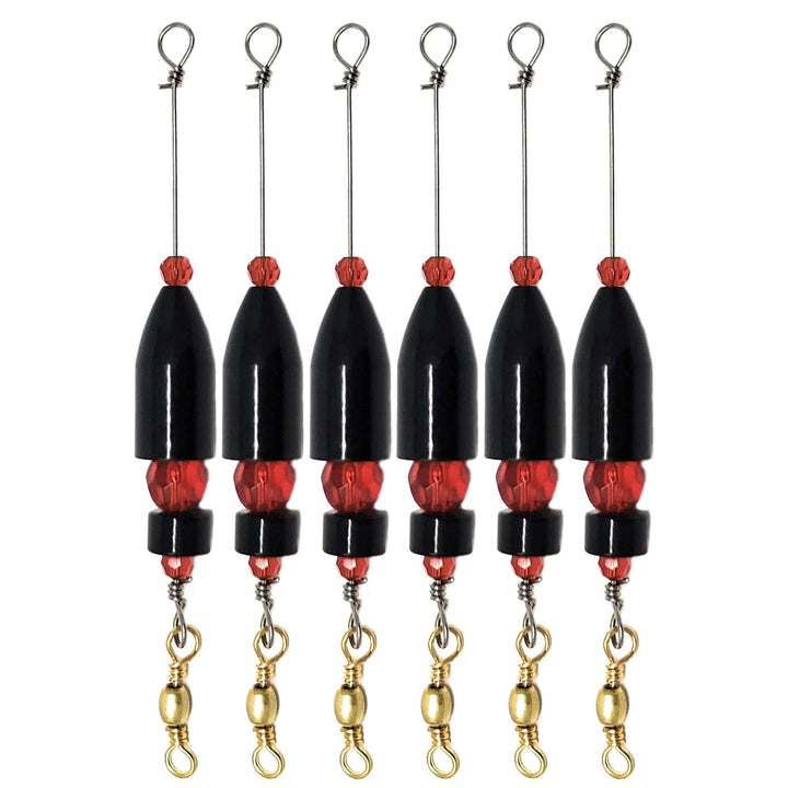 Reaction Tackle Carolina Ready Rigs 6-piece set with pre-rigged brass rigs for fishing, showing the pre-made rigs and hooks.