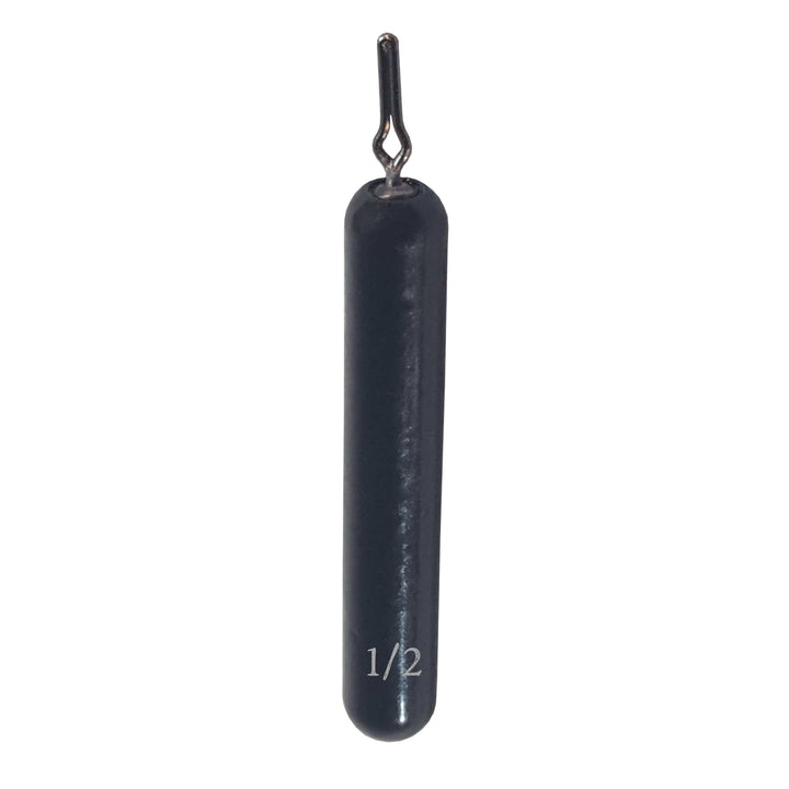 Reaction Tackle Tungsten Drop Shot Weights in black, skinny design, 1/8 oz, 8 per pack, ideal for precise fishing presentations.