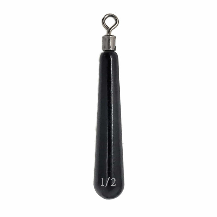 Reaction Tackle Tungsten Drop Shot Weights in black, 1/8 oz, skinny design, 8 per pack, ideal for precision fishing.