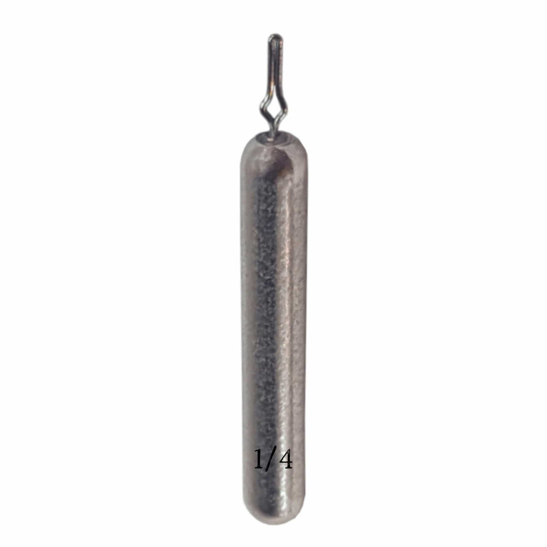 Reaction Tackle tungsten drop shot weights in black, 1/8 oz, skinny design, pack of 8 for fishing.