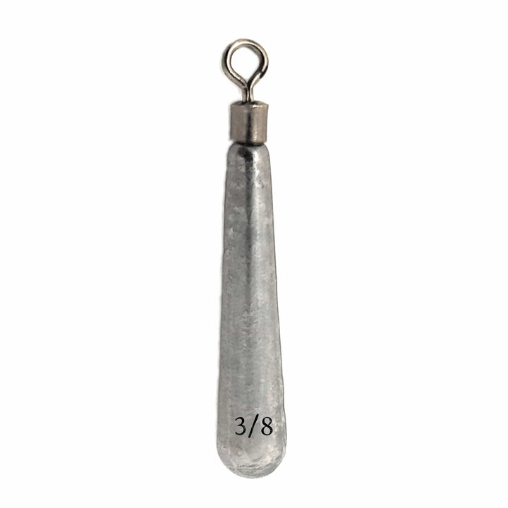 Reaction Tackle tungsten drop shot weights in black, skinny design, 1/8 oz, 8-pack, ideal for fishing drop shot rigs.