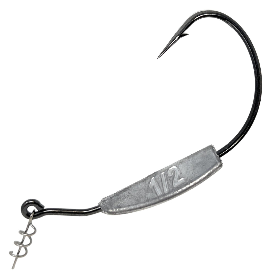 Reaction Tackle Lead Weighted Swimbait Hooks, 10-pack, fishing hooks with integrated weights for improved bait presentation.
