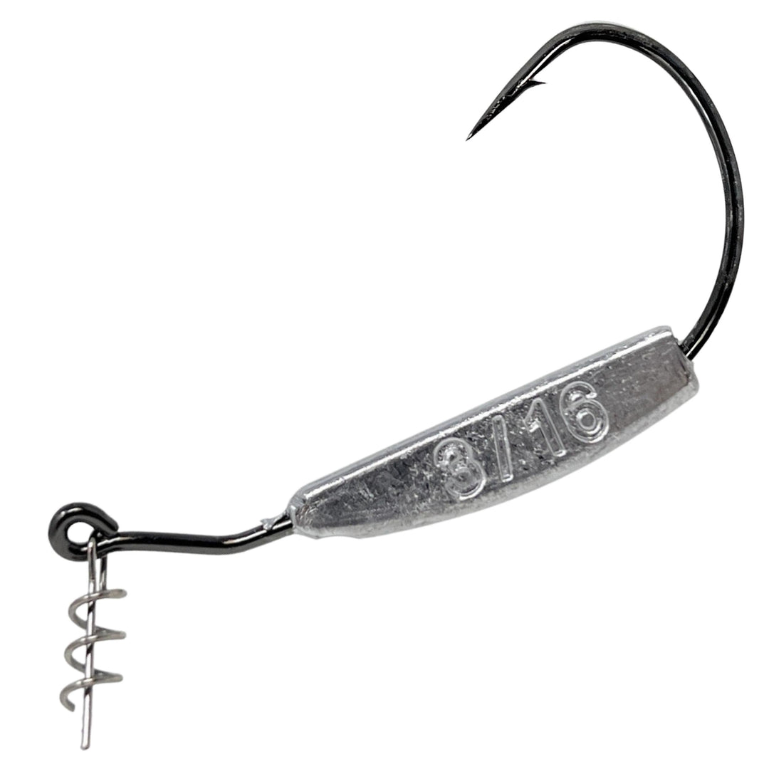 Reaction Tackle lead-weighted swimbait fishing hooks, 10-pack, with 3/0 hooks and 1/8 oz weight for enhanced fishing performance.