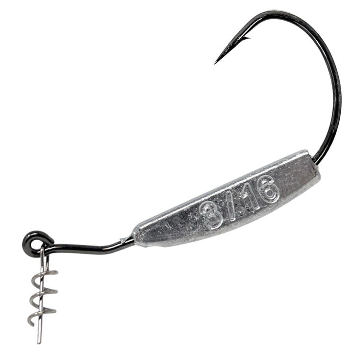 Reaction Tackle lead-weighted swimbait fishing hooks, 10-pack, with 3/0 hooks and 1/8 oz weight for enhanced fishing performance.