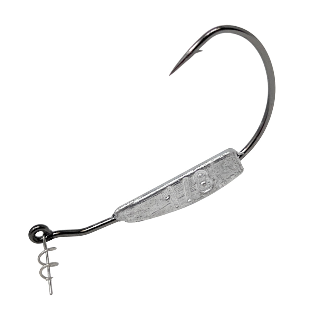 Reaction Tackle lead weighted swimbait fishing hooks, 10-pack, with 1/8 oz weight and 3/0 hook size, designed for fishing.