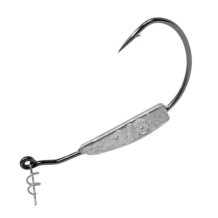Reaction Tackle lead weighted swimbait fishing hooks, 10-pack, with 1/8 oz weight and 3/0 hook size, designed for fishing.