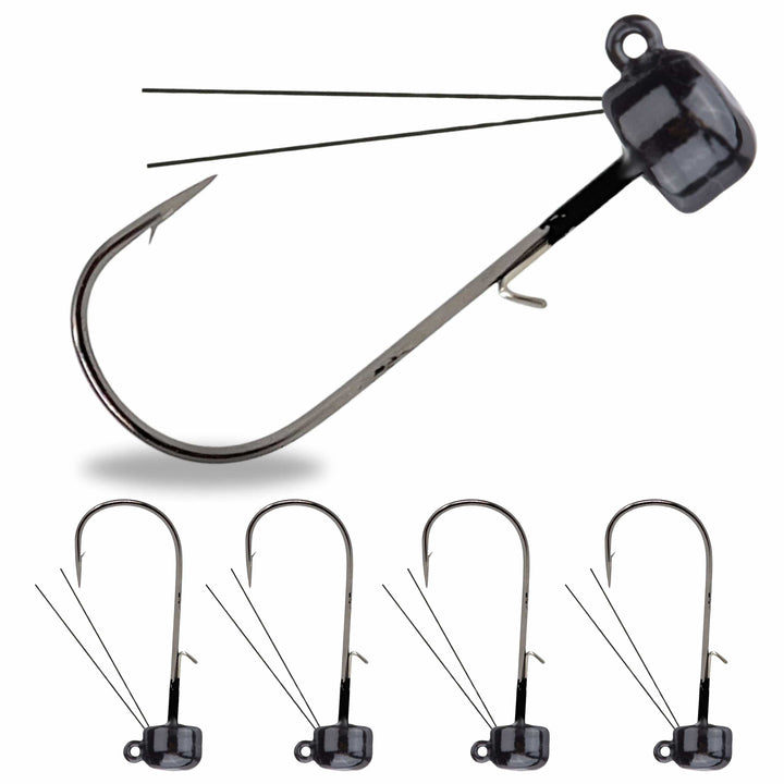 Reaction Tackle Tungsten Ned Rig-Shroom Jigs in black, 1.15 oz, 5-pack, designed for fishing and angling success.
