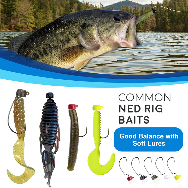 Reaction Tackle Tungsten Ned Rig-Shroom Jigs, 5-pack, black fishing jigs designed for bass fishing, lightweight and durable.