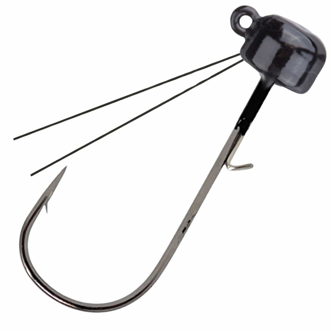 Reaction Tackle Tungsten Ned Rig-Shroom Jigs, 5-pack, black fishing jigs for freshwater bass fishing, 1/15 oz.