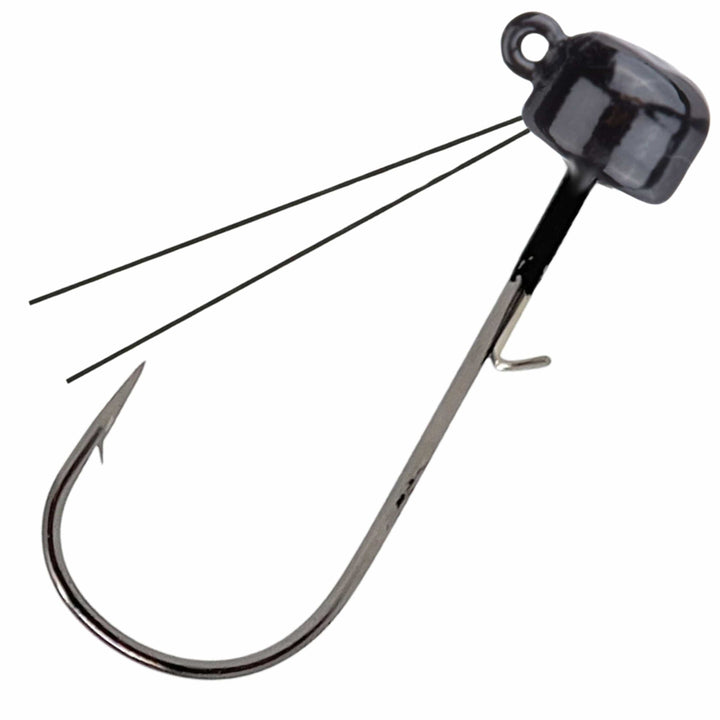 Reaction Tackle Tungsten Ned Rig-Shroom Jigs, 5-pack, black fishing jigs for freshwater bass fishing, 1/15 oz.