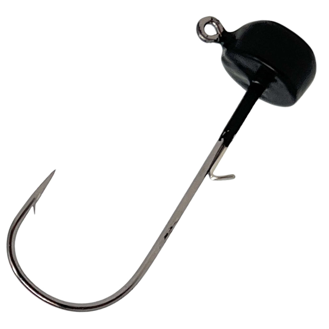Reaction Tackle Tungsten Ned Rig-Shroom Jigs, 5-pack, black fishing jigs ideal for bass fishing with sleek tungsten design.