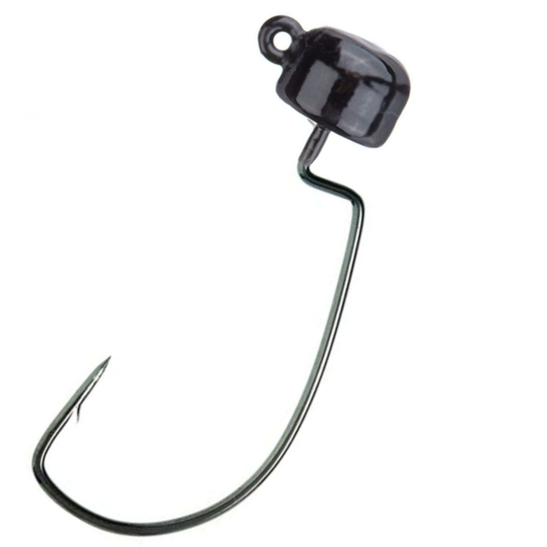 Reaction Tackle Tungsten Ned Rig-Shroom Jigs 5-pack, black fishing jigs for bass fishing, lightweight and durable for angling.