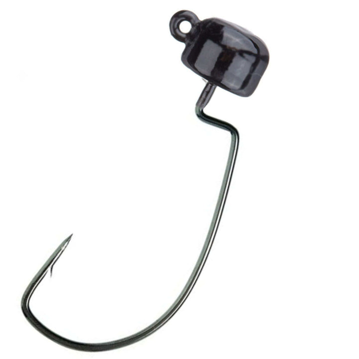 Reaction Tackle Tungsten Ned Rig-Shroom Jigs 5-pack, black fishing jigs for bass fishing, lightweight and durable for angling.
