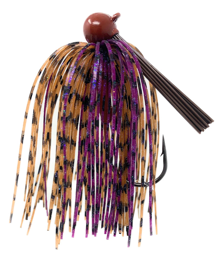 Reaction Tackle Tungsten Football Jigs 2-Pack, black fishing jigs, 1/4 oz, ideal for bass fishing, shown in a close-up image.