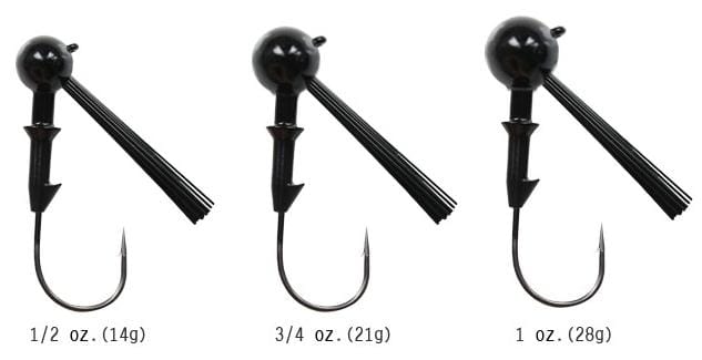 Reaction Tackle Tungsten Football Jigs, 2-pack, black, 1/4 oz fishing jigs for bass and freshwater fishing.