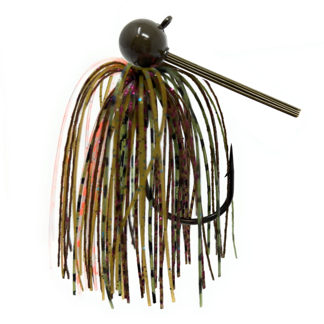 Reaction Tackle Tungsten Football Jigs 2-Pack, black fishing jigs for bass fishing, 1/4 oz, durable tungsten construction.