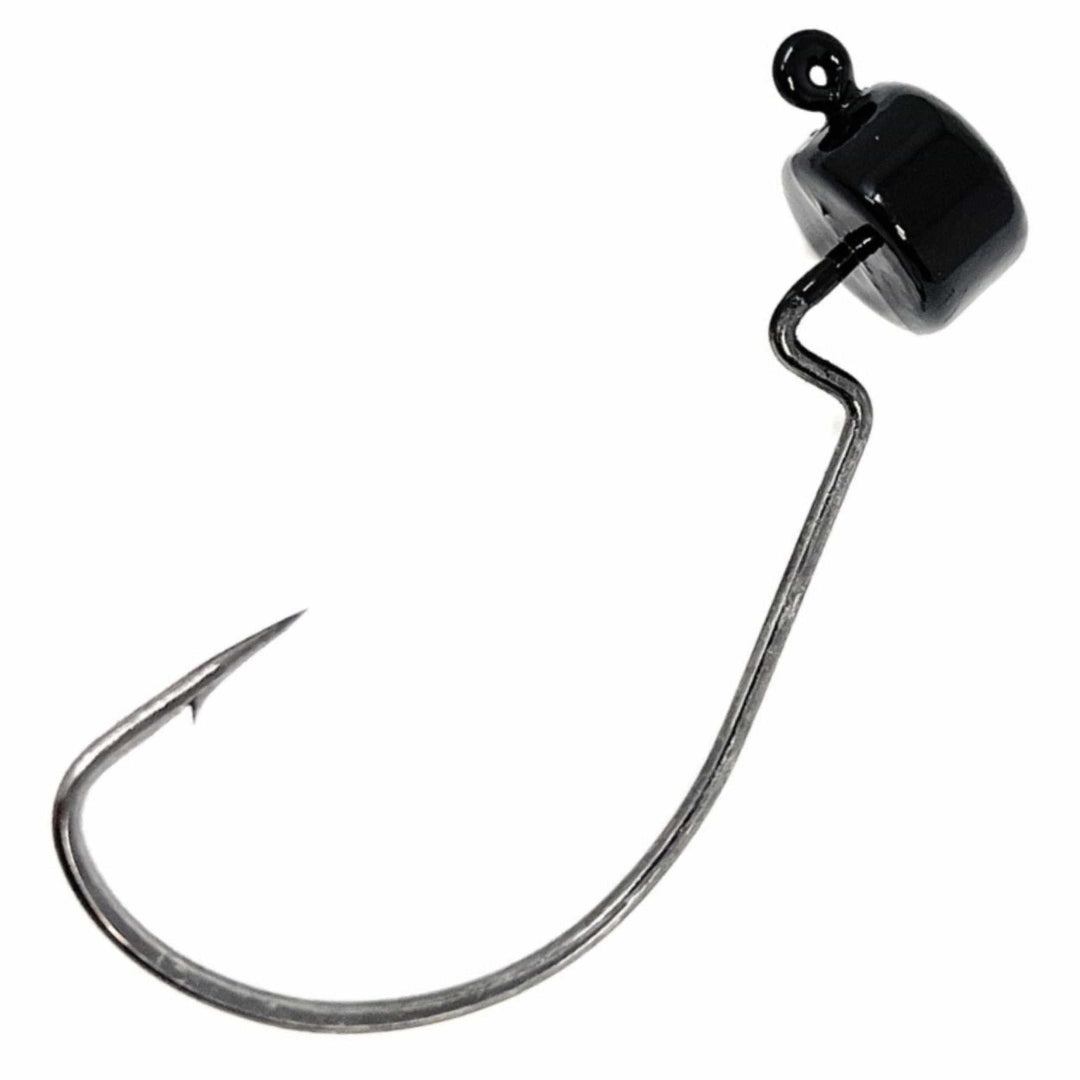Reaction Tackle Lead Ned Rig Shroom Jigs, 1/8 oz, black, 25-pack fishing jigs for bass fishing, detailed close-up image