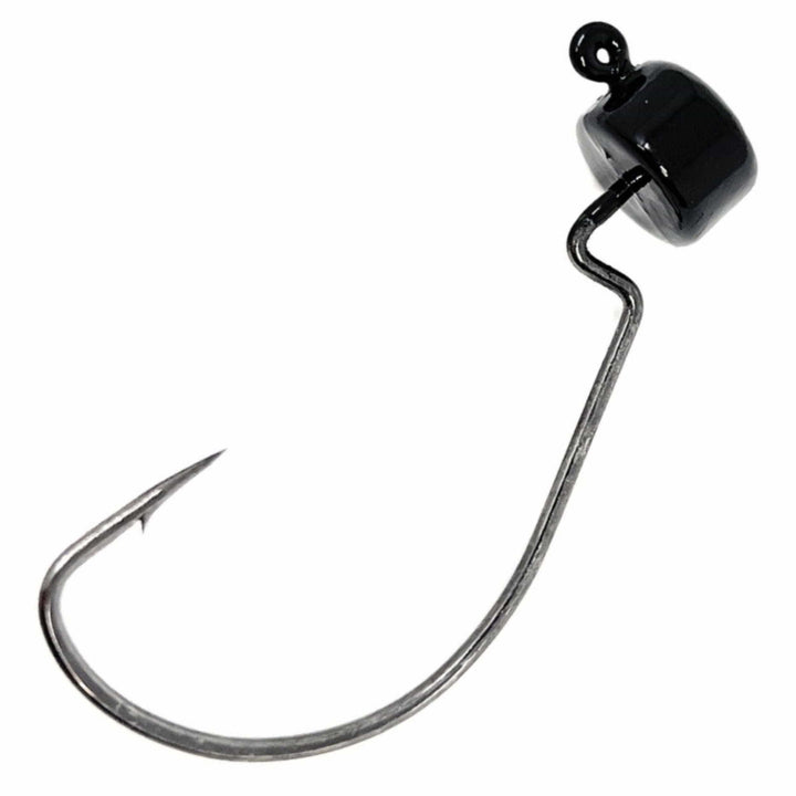 Reaction Tackle Lead Ned Rig Shroom Jigs, 1/8 oz, black, 25-pack fishing jigs for bass fishing, detailed close-up image