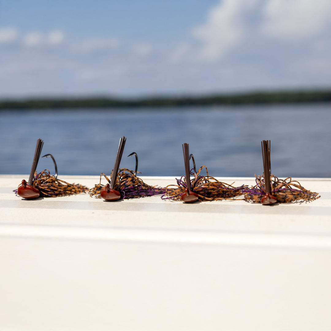 Reaction Tackle Tungsten Flipping Jigs 2-Pack, fishing jigs with black and green accents, designed for bass fishing.