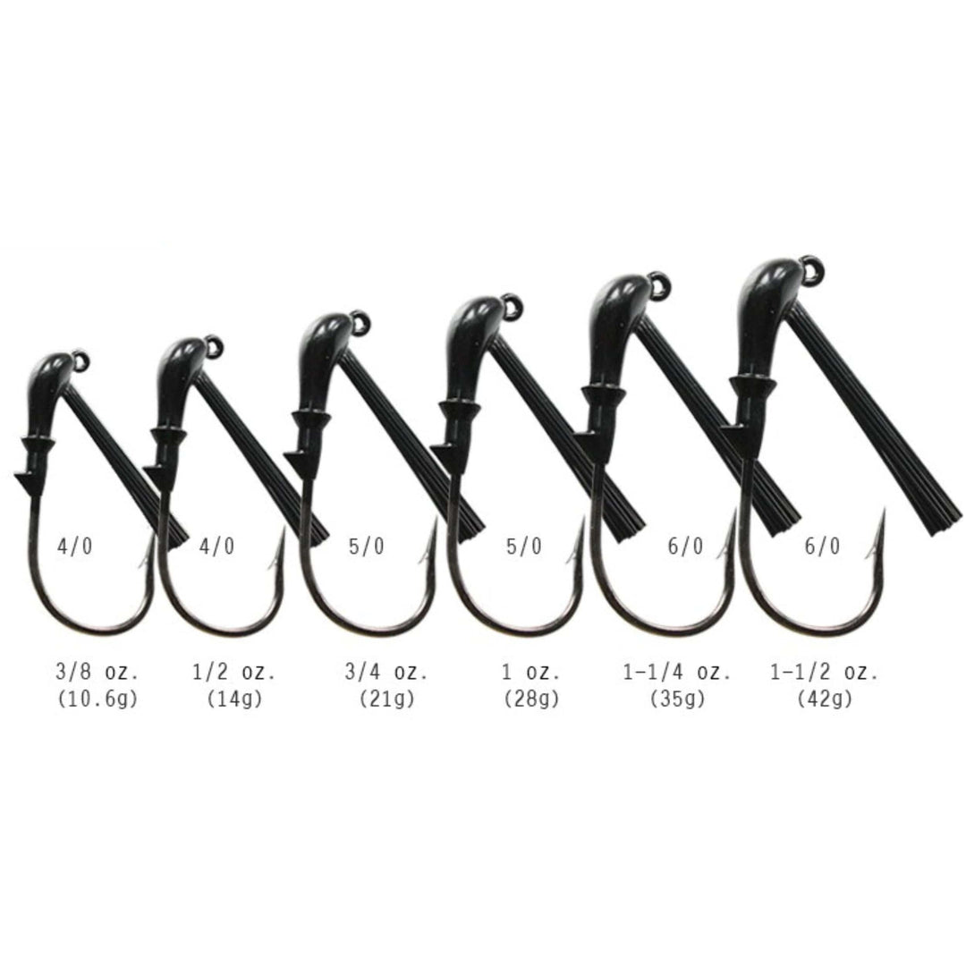 Reaction Tackle Tungsten Flipping Jigs 2-pack, showing two fishing jigs with black and green accents on a fishing lure display