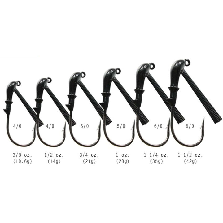 Reaction Tackle Tungsten Flipping Jigs 2-pack, showing two fishing jigs with black and green accents on a fishing lure display