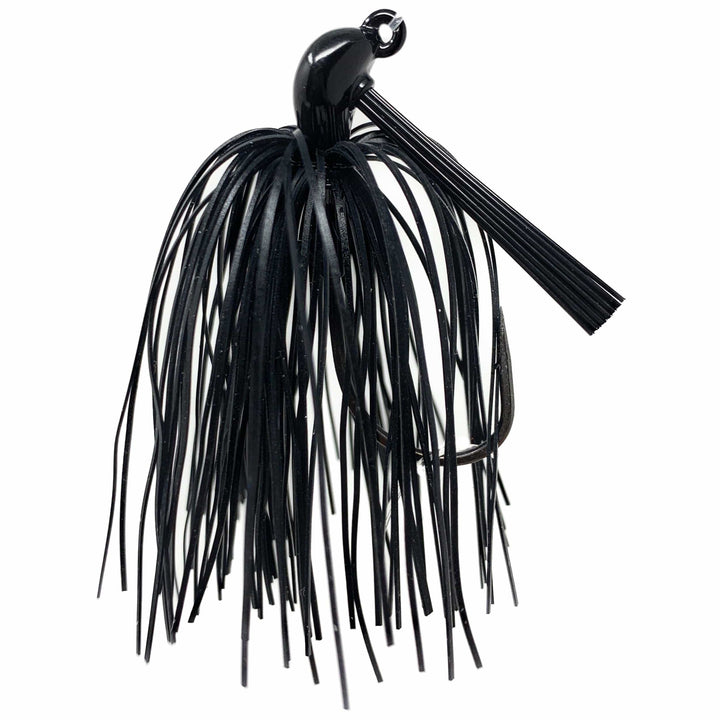 Reaction Tackle Tungsten Flipping Jigs in black, 2-pack, designed for bass fishing, featuring compact, weighted jig heads for flipping and pitching.