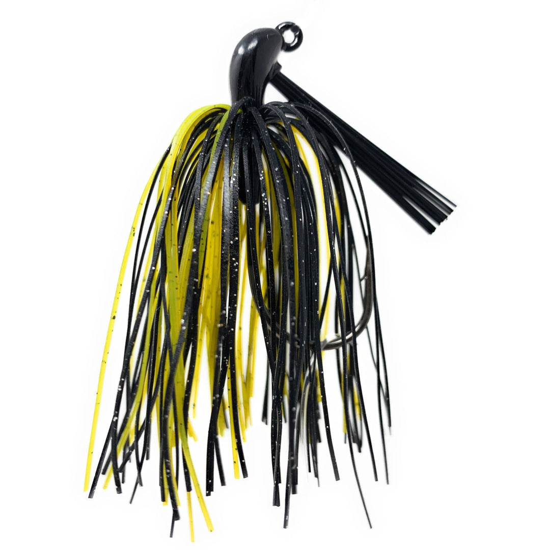 Reaction Tackle Tungsten Flipping Jigs in black, 2-pack, designed for bass fishing, with sleek, compact jig heads and sharp hooks.