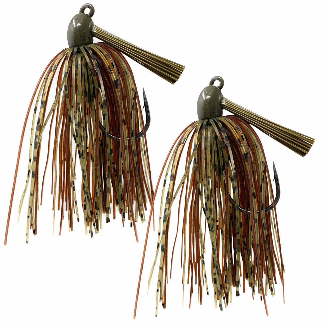Reaction Tackle Tungsten Swim Jigs in black and blue, 1/4 oz, 2-pack, suitable for fishing, with sleek design and durable construction.