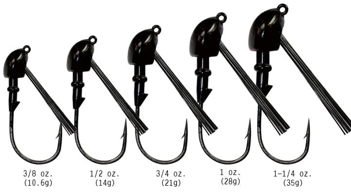 Reaction Tackle Tungsten Swim Jigs 2-Pack, black and blue fishing jigs for bass fishing, 1/4 oz each, designed for anglers.
