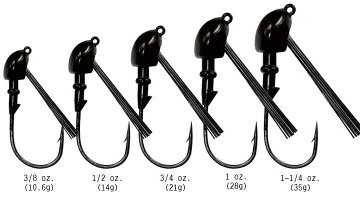 Reaction Tackle Tungsten Swim Jigs 2-Pack, black and blue fishing jigs for bass fishing, 1/4 oz each, designed for anglers.
