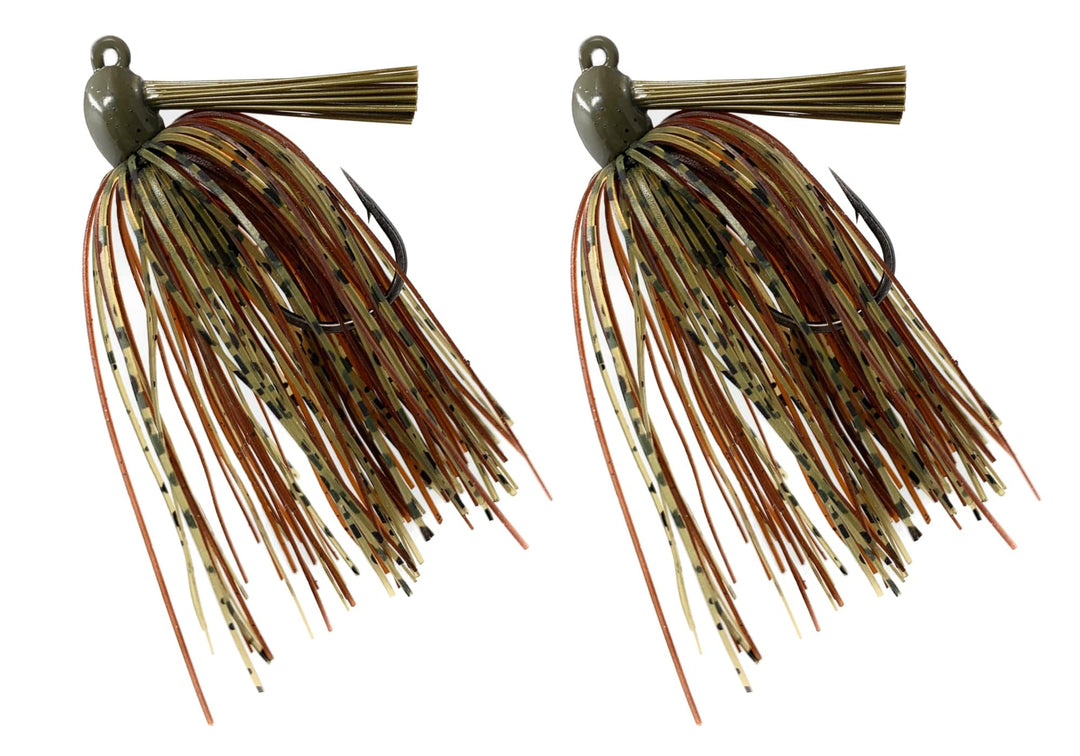 Reaction Tackle Tungsten Swim Jigs 2-Pack, black and blue fishing jigs, 1/4 oz, ideal for freshwater fishing.