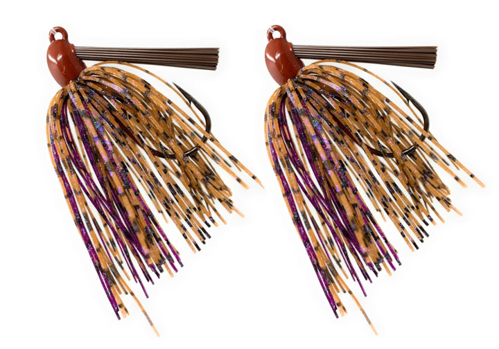 Reaction Tackle Tungsten Swim Jigs in black and blue, 1/4 oz, 2-pack, designed for fishing and targeting bass.